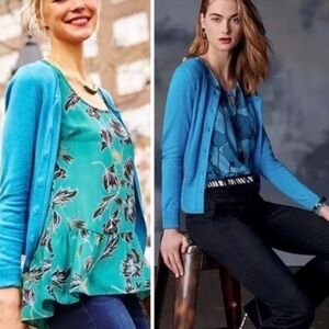 Cabi #3169 Women Medium Blue Darby Ribbed Knit Cardigan Sweater